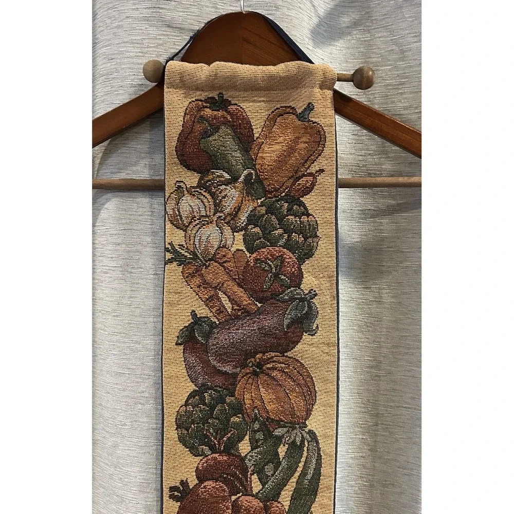 Vintage Fall Harvest Woven Tapestry Wall Hanging Decor Pumpkins Farm Life T-136